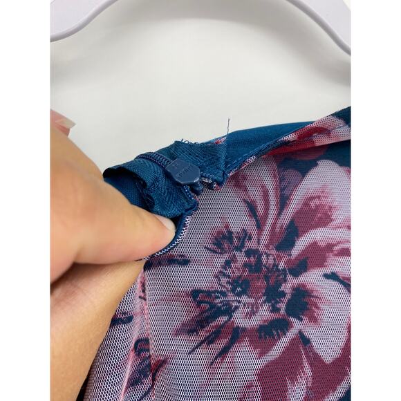 Candalite Womens Blue Purple Floral Lined Knee Length Dress NEW Small - Picture 9 of 11